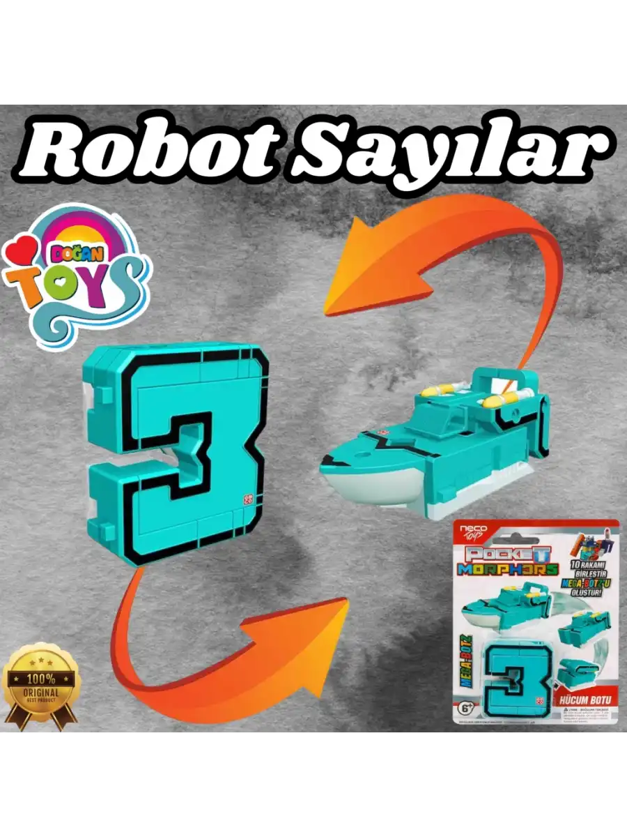 Pocket Morphers Tüm Seti - Roboto Dönüşen Sayılar - Robot Rakamlar - Transformers - Robot Sayılar - Dönüşen Rakamlar
