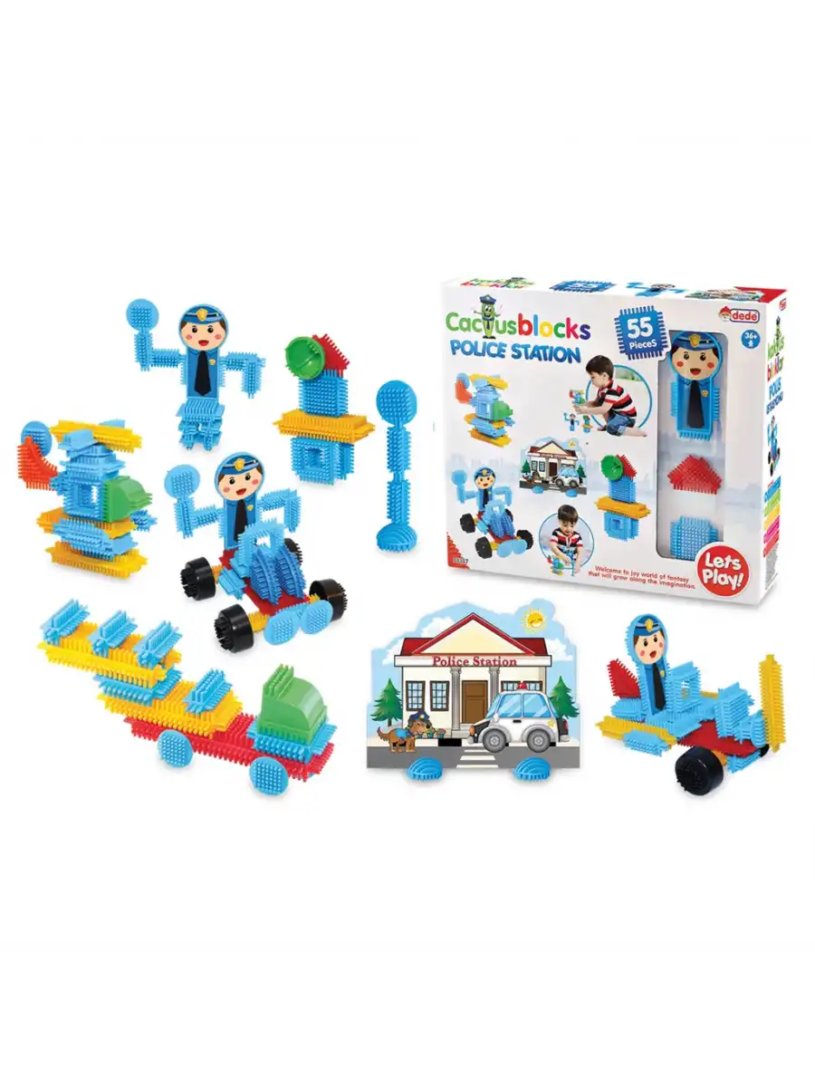 Polis Kaktüs Bloklar (55 Parça) - Kaktüs Oyuncak - Lego Seti - Kaktüs Lego - Taraklı Lego