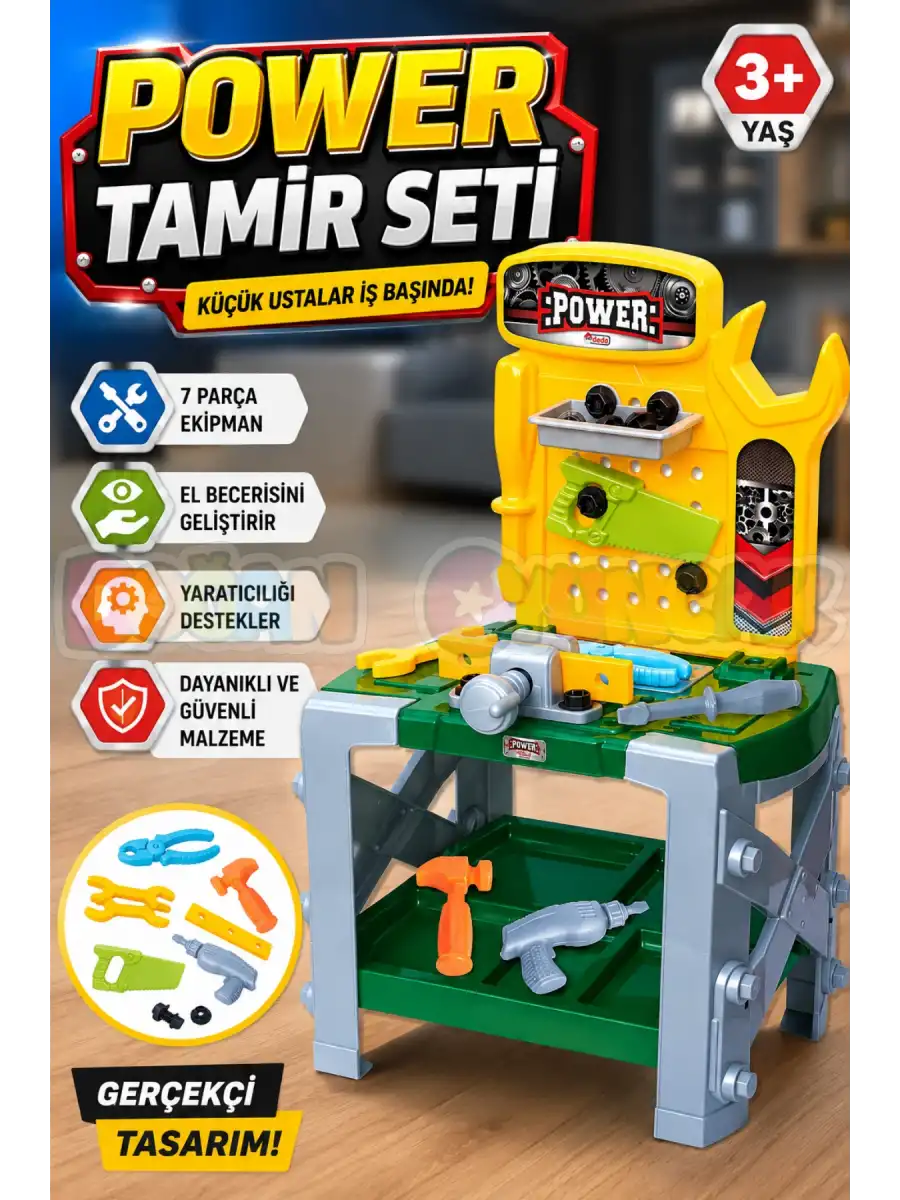 Power Tamir Seti - Oyuncak Tamir Setleri - Tamir Aletleri - Alet Seti - Vidalama Seti