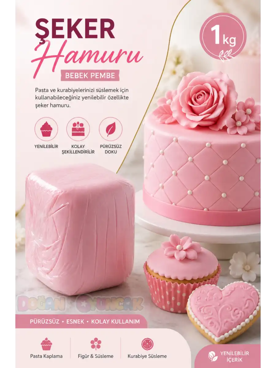 Premium Pasta Şeker Hamuru Bebek Pembe 1 Kg.