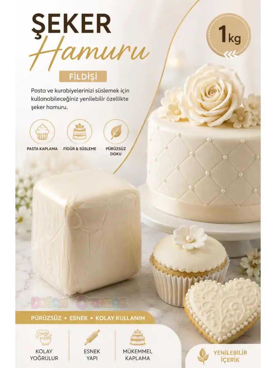 Premium Pasta Şeker Hamuru Fildişi Renk 1 Kg.