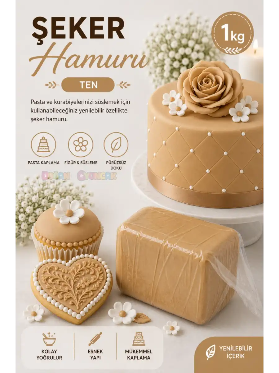 Premium Pasta Şeker Hamuru Ten Renk 1 Kg. - Ten Rengi