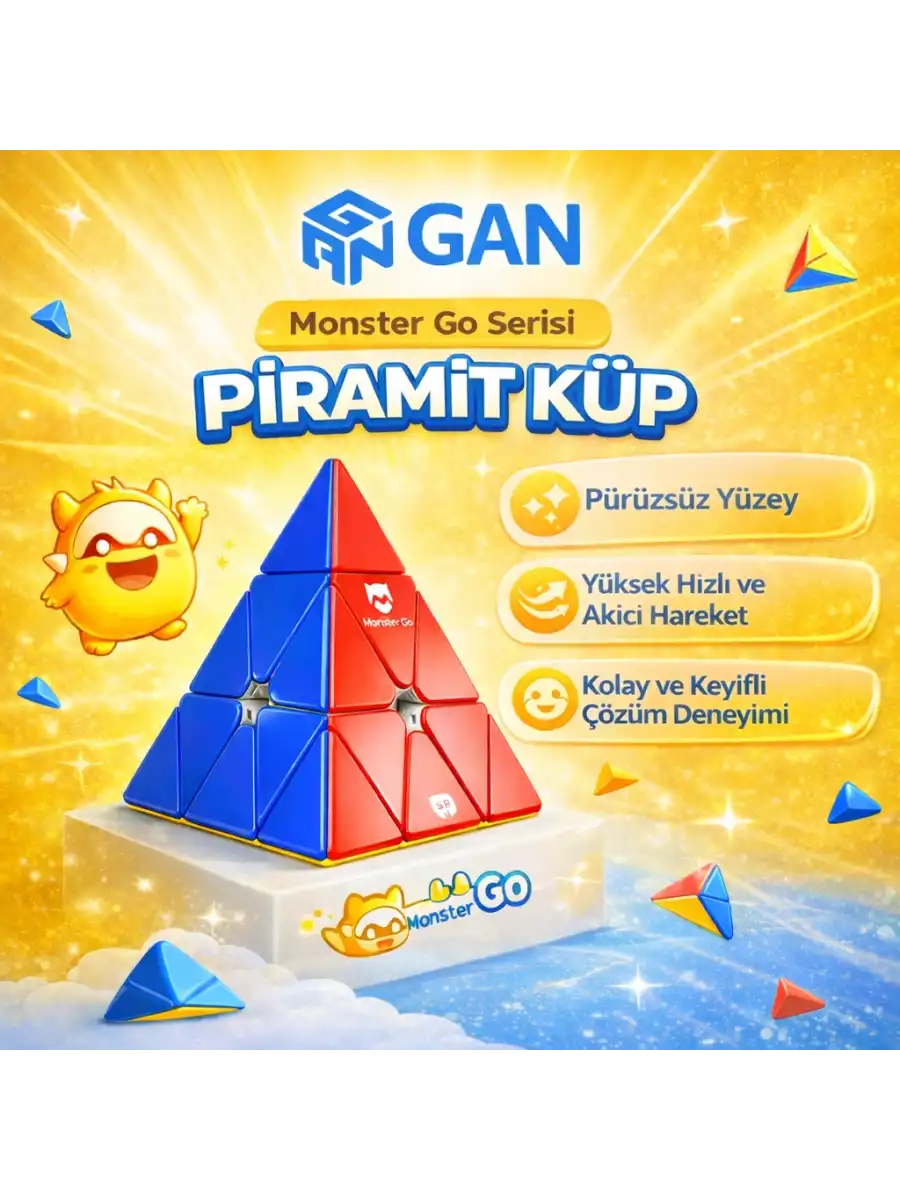 Profesyonel GAN Monster Go Piramit Küp - GAN Piramit Zeka Küpü - GAN Monster Go Pyraminx