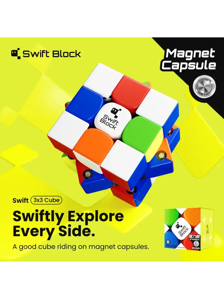 Profesyonel GAN Swift Block 355S Manyetik Küp - Swift Block 355S 3x3 Küp - Gan 3x3 Manyetik Küp