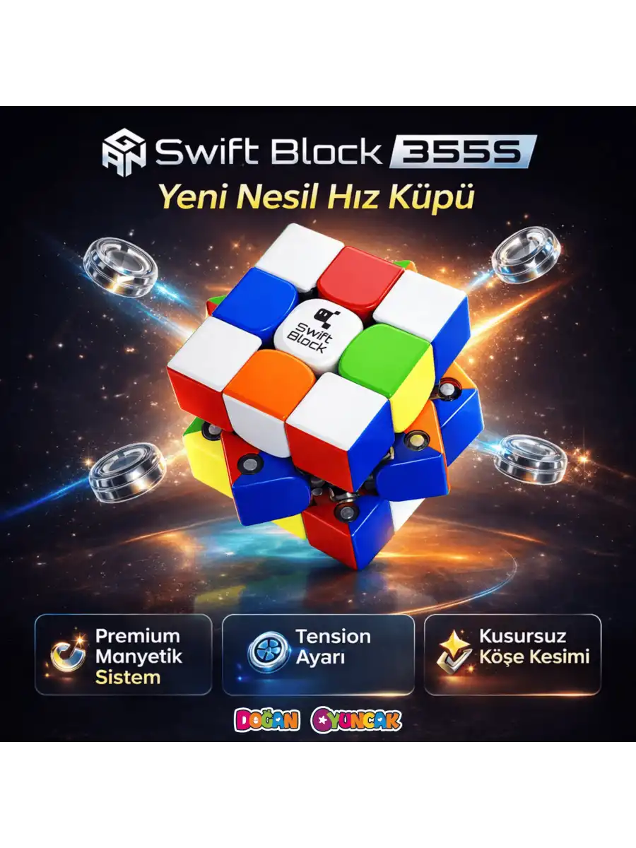 Profesyonel GAN Swift Block 355S Manyetik Küp - Swift Block 355S 3x3 Küp - Gan 3x3 Manyetik Küp
