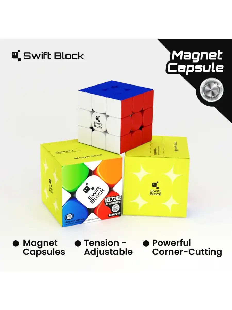 Profesyonel GAN Swift Block 355S Manyetik Küp - Swift Block 355S 3x3 Küp - Gan 3x3 Manyetik Küp
