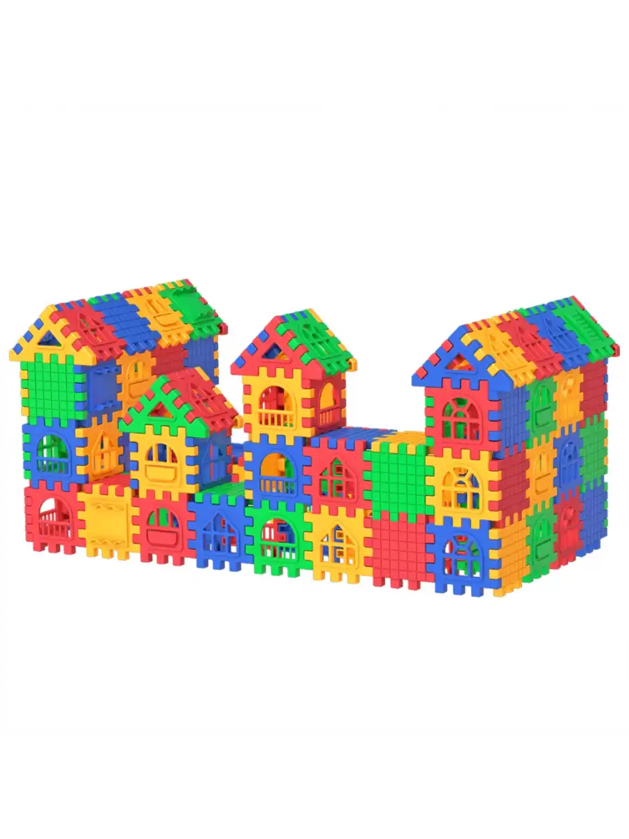 Puzzle City (64 Parça) - Lego Setleri - Ev Blokları - Şekilli Lego - Kare Bloklar