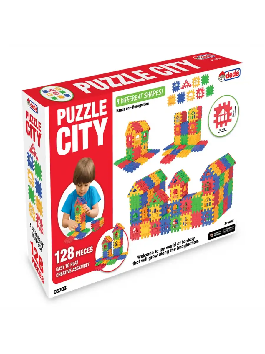 Puzzle City (128 Parça) - Lego Setleri - Ev Blokları - Şekilli Lego - Kare Bloklar