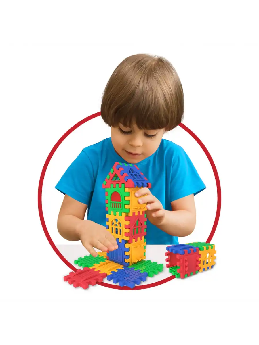 Puzzle City (64 Parça) - Lego Setleri - Ev Blokları - Şekilli Lego - Kare Bloklar