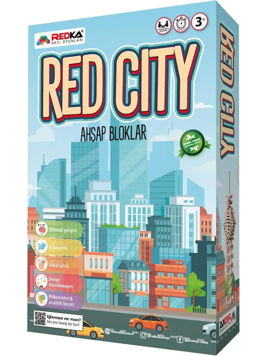 Red City Ahşap Bloklar - Ahşap Oyuncaklar - Ahşap Lego Oyunu - Redka Redcity - Ahşap Seti