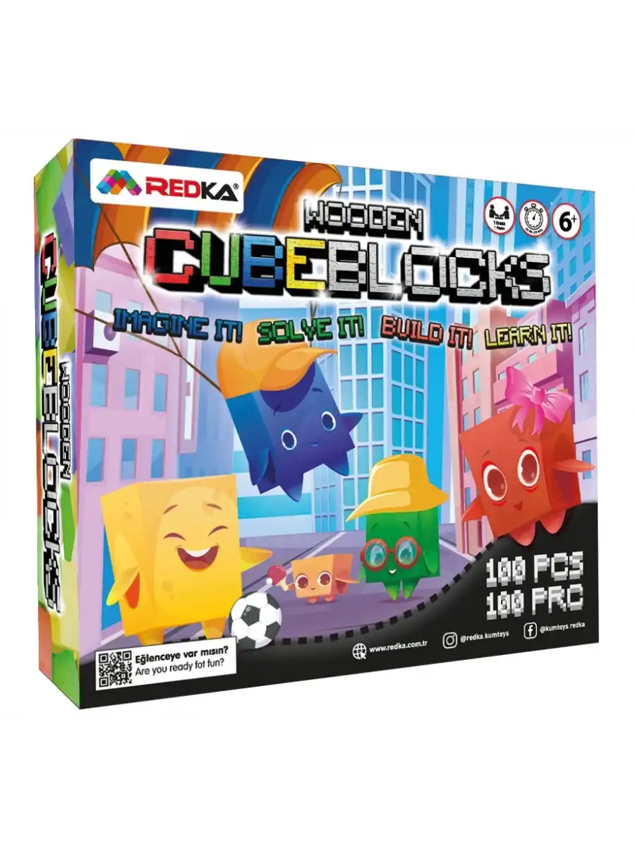 Redka Wooden Cube Blocks - Redka Ahşap Küp Bloklar - Akıl ve Zeka Oyunu - Görsel Oyun