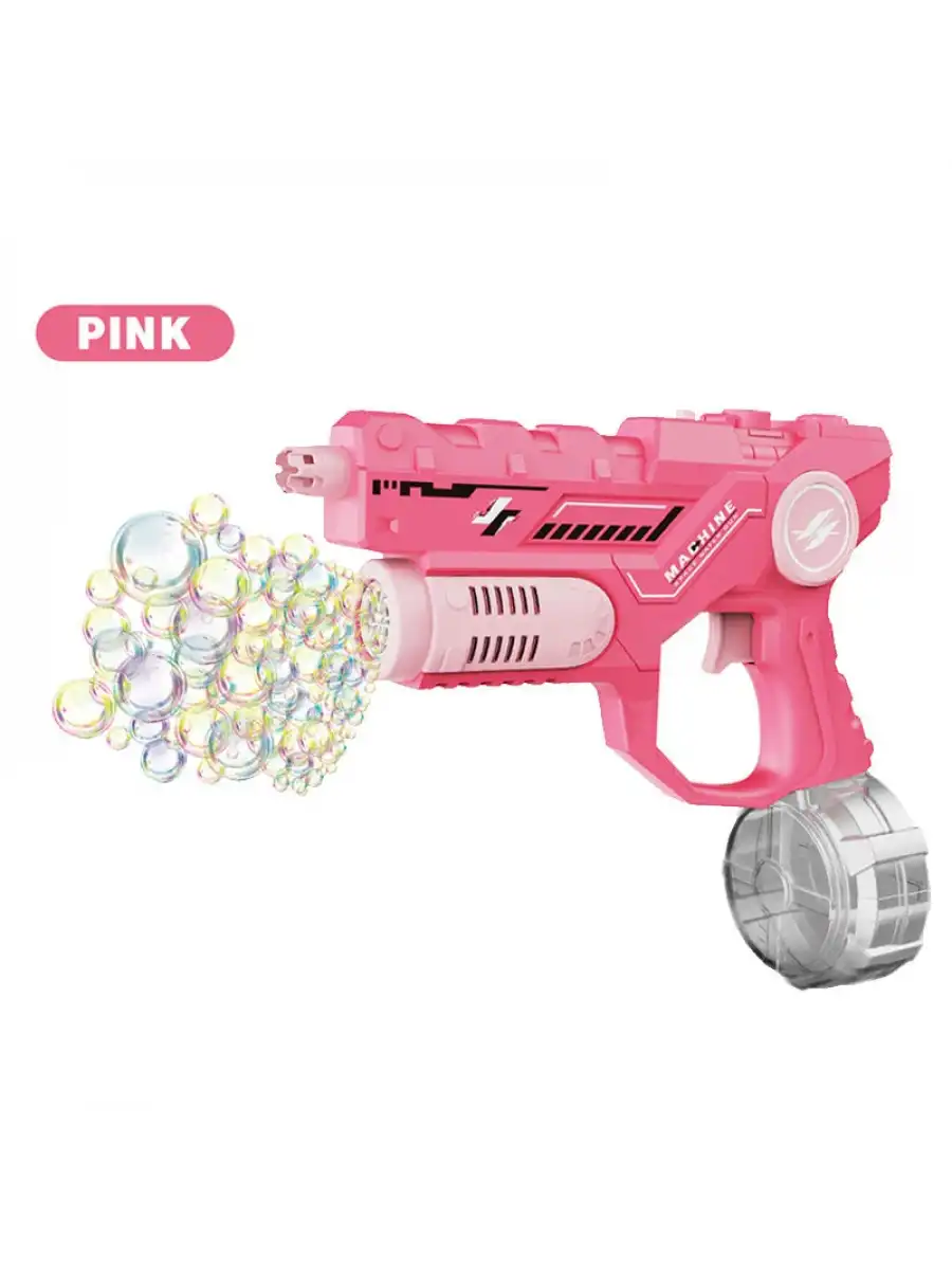 Şarjlı 2si 1 Arada Su Tabancası ve Baloncuk Tabancası Pembe - Elektirikli Water Gun Köpük Tabancası