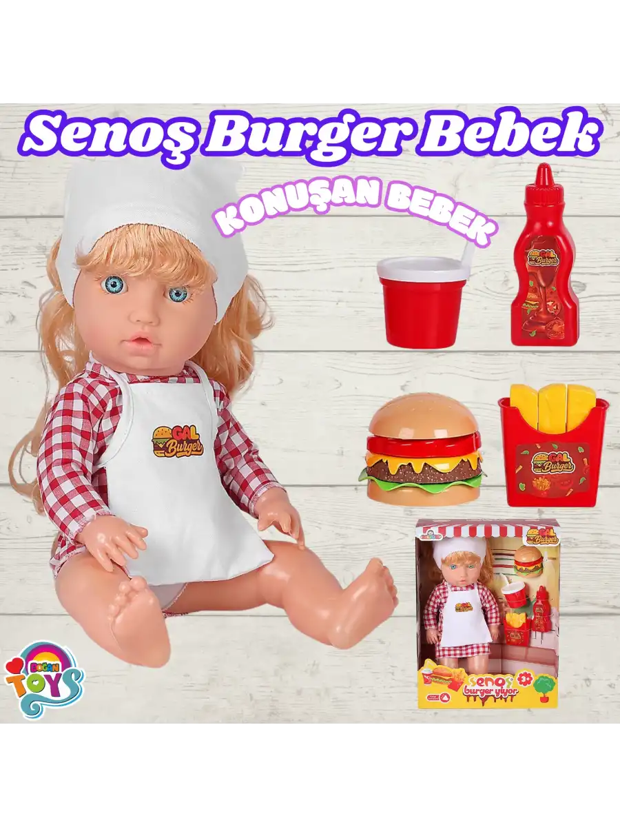 Senoş Burger Yiyor - Türkçe Konuşan Senoş Et Bebek - Konuşan Bebek - Senoş Bebek - Burger Et Bebek - Sarışın