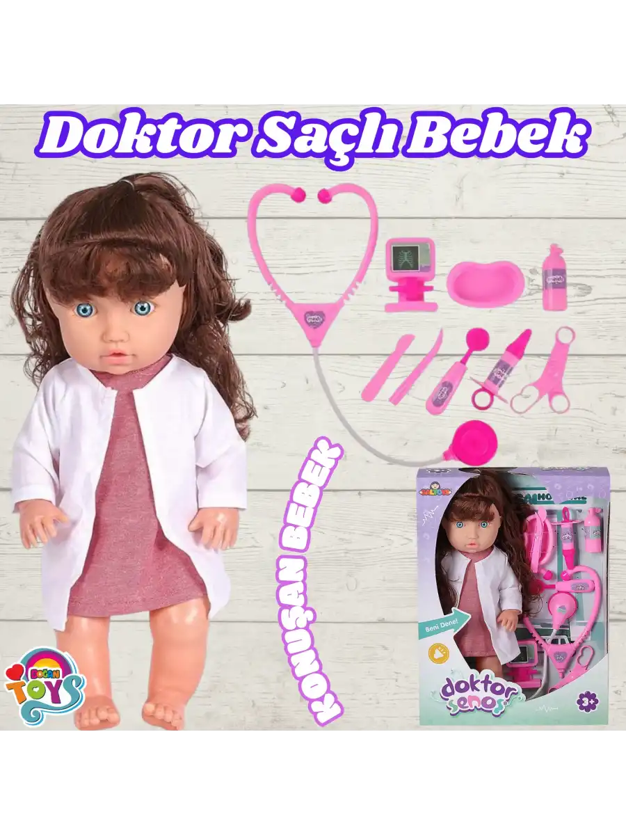 Senoş Doktor Bebek - Türkçe Konuşan Senoş Et Bebek - Konuşan Bebek - Senoş Bebek - Hemşire Et Bebek - Kumral