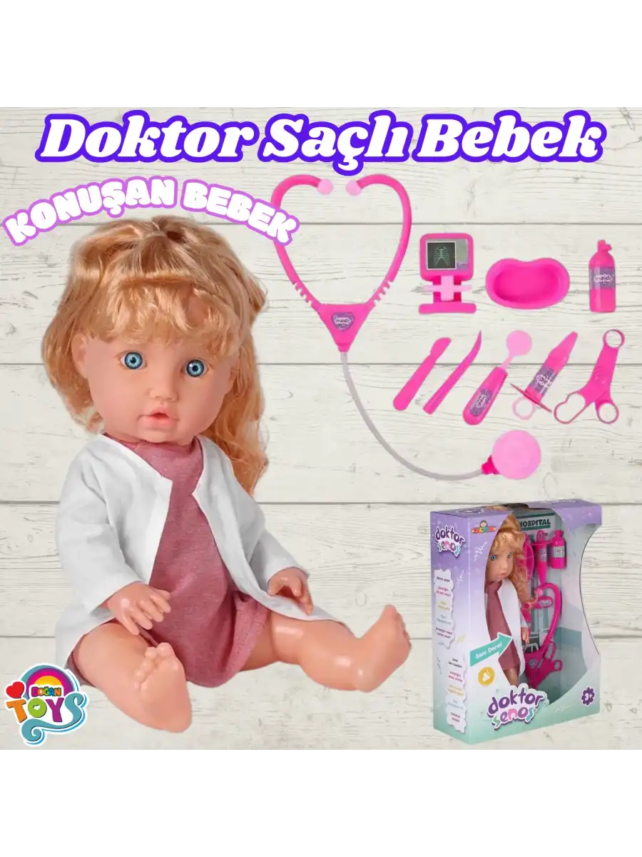 Senoş Doktor Bebek - Türkçe Konuşan Senoş Et Bebek - Konuşan Bebek - Senoş Bebek - Hemşire Et Bebek - Sarışın