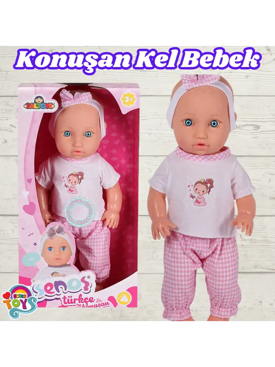 Senoş Kel Bebek - Türkçe Konuşan Senoş Et Bebek - Konuşan Bebek - Senoş Bebek - Pembe