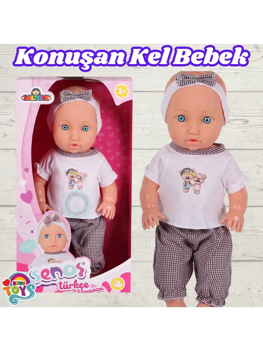 Senoş Kel Bebek - Türkçe Konuşan Senoş Et Bebek - Konuşan Bebek - Senoş Bebek - Siyah