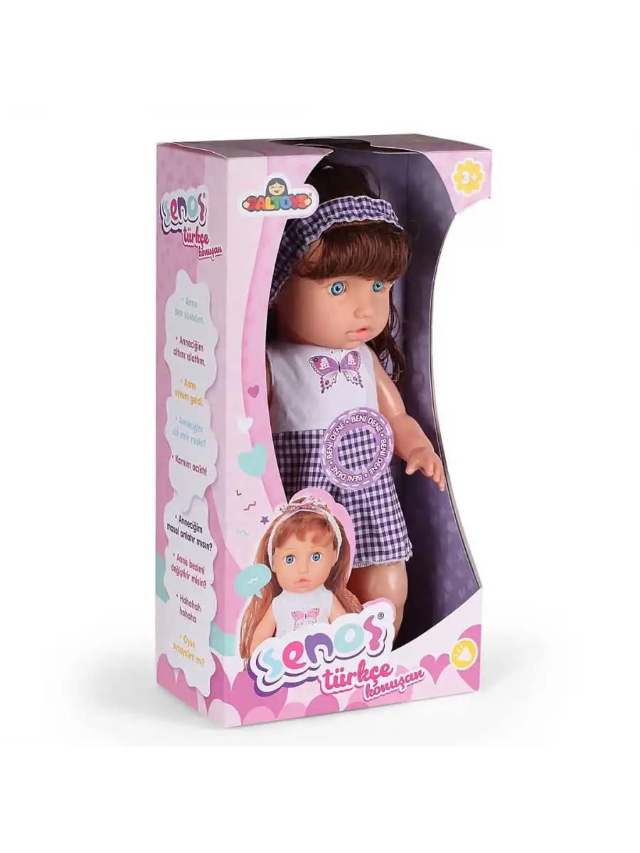 Senoş Saçlı Bebek - Türkçe Konuşan Senoş Et Bebek - Konuşan Bebek - Senoş Bebek - Saçlı Bebek - Kelebekli