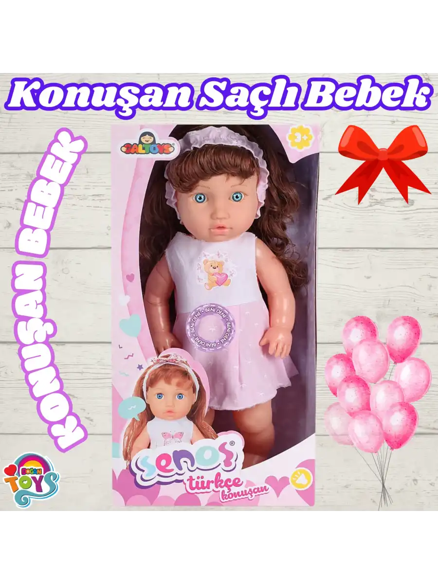 Senoş Saçlı Bebek - Türkçe Konuşan Senoş Et Bebek - Konuşan Bebek - Senoş Bebek - Saçlı Bebek - Ayıcıklı