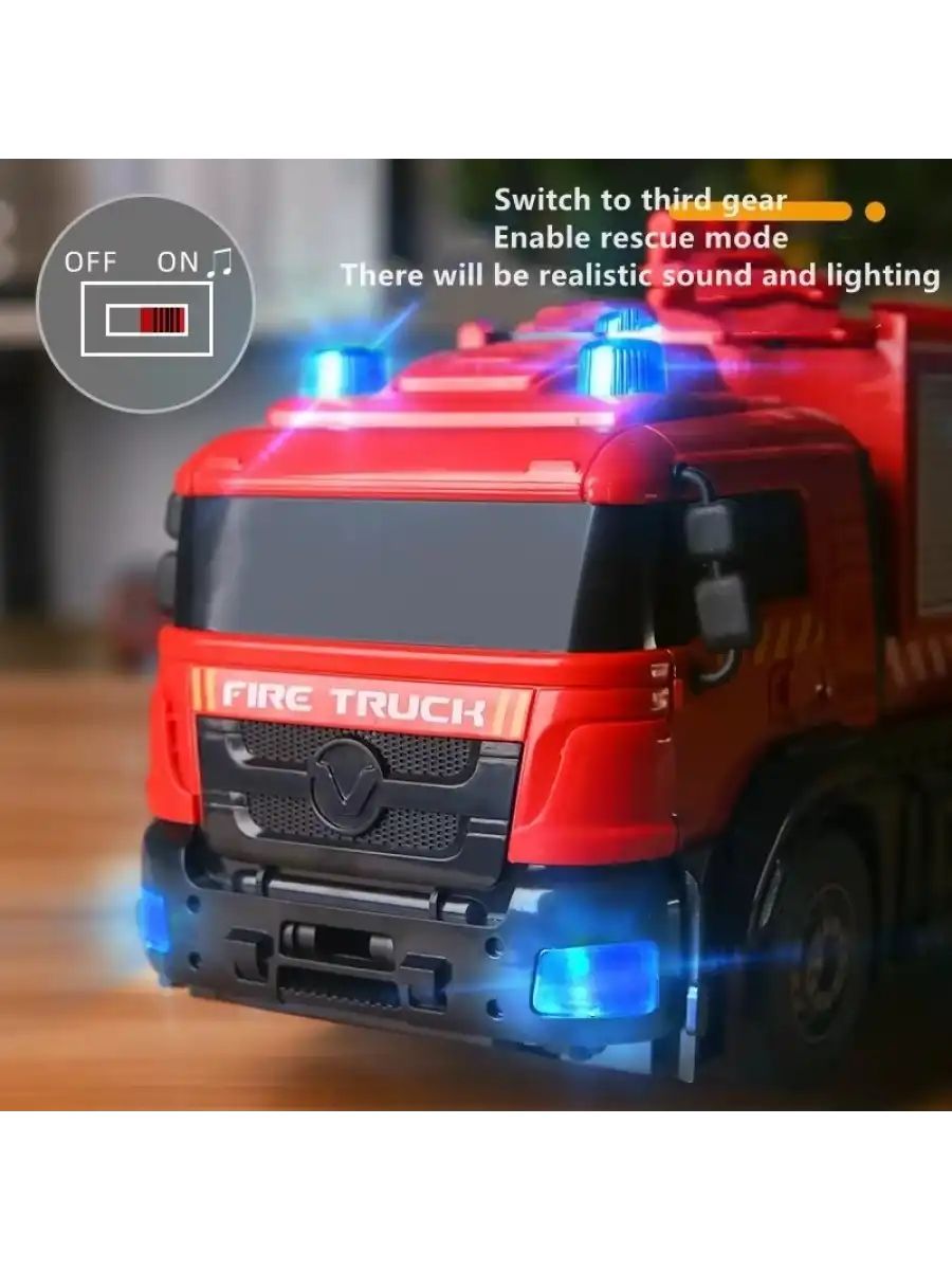 Uzaktan Kumandalı Dönüşebilen İtfaiye Arabası - Su Atan İtfaiye Aracı Işıkllı Robota Dönüşen İtfaiye