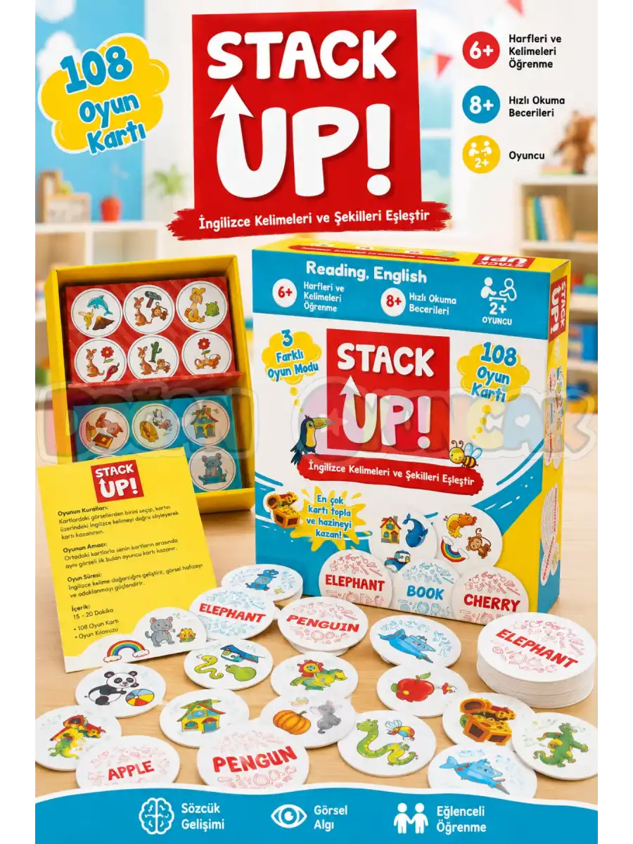 Stack Up İngilizce Öğreniyorum! - İngilizce Aktivite Oyunu - İngilizce Kelime Oyunu - Akıl Oyunu Zeka Oyunu