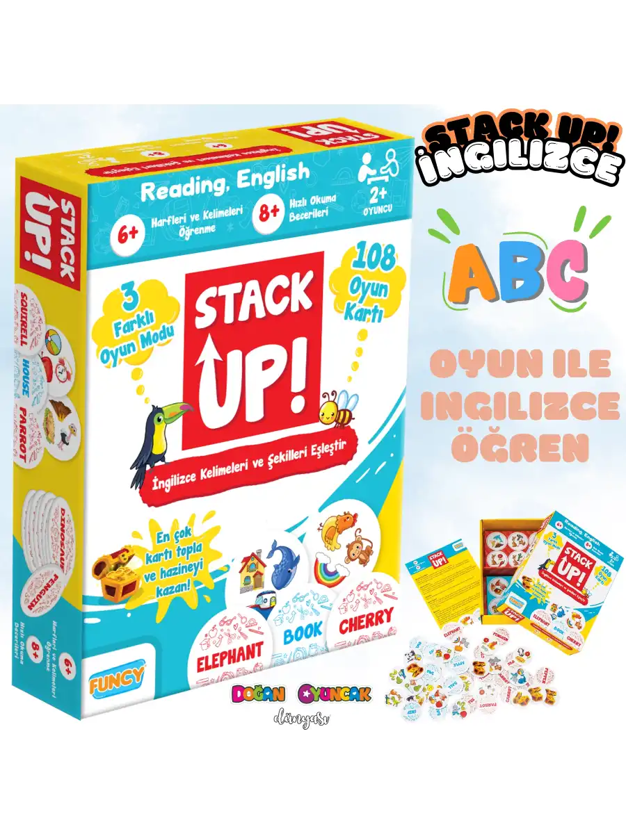 Stack Up İngilizce Öğreniyorum! - İngilizce Aktivite Oyunu - İngilizce Kelime Oyunu - Akıl Oyunu Zeka Oyunu