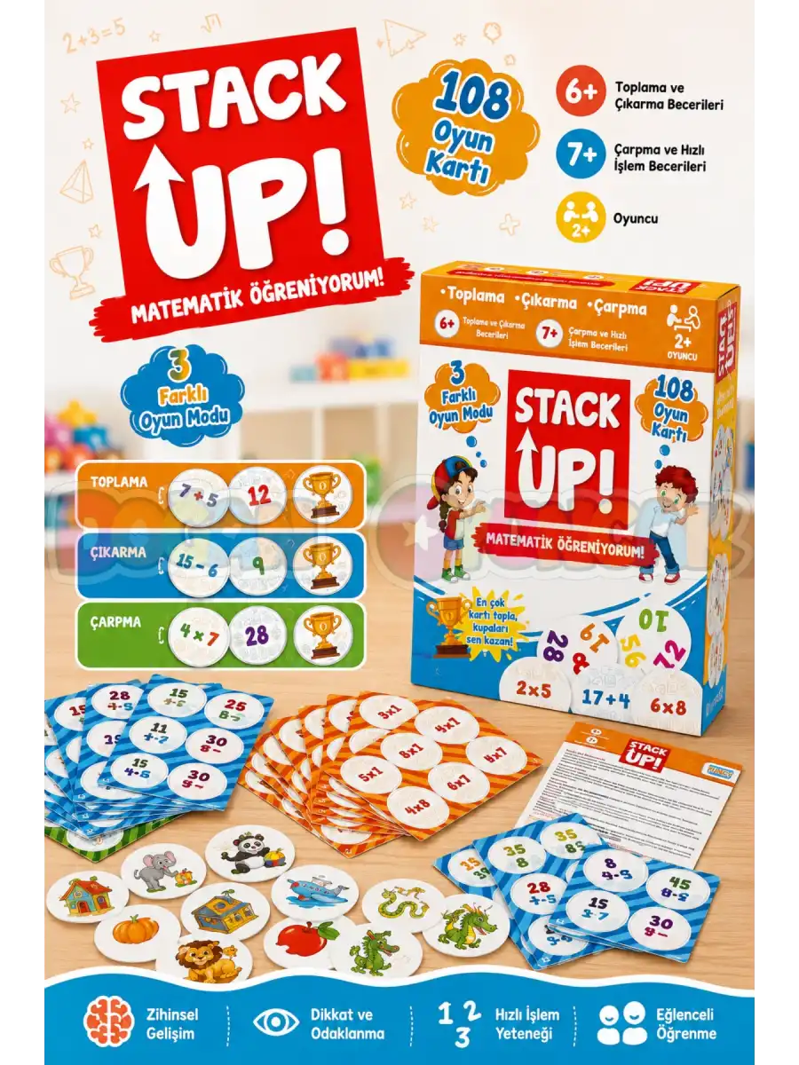 Stack Up Matematik Öğreniyorum! - Matematik Aktivite Oyunu - Matematik Kelime Oyunu - Akıl Oyunu Zeka Oyunu