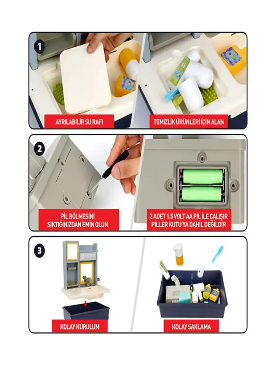 Su Akıtan Modern Banyo Seti - Çeşmeli Işıklı ve Sesli Lavabo - Banyo Seti - Su Akan Musluk - Mavi