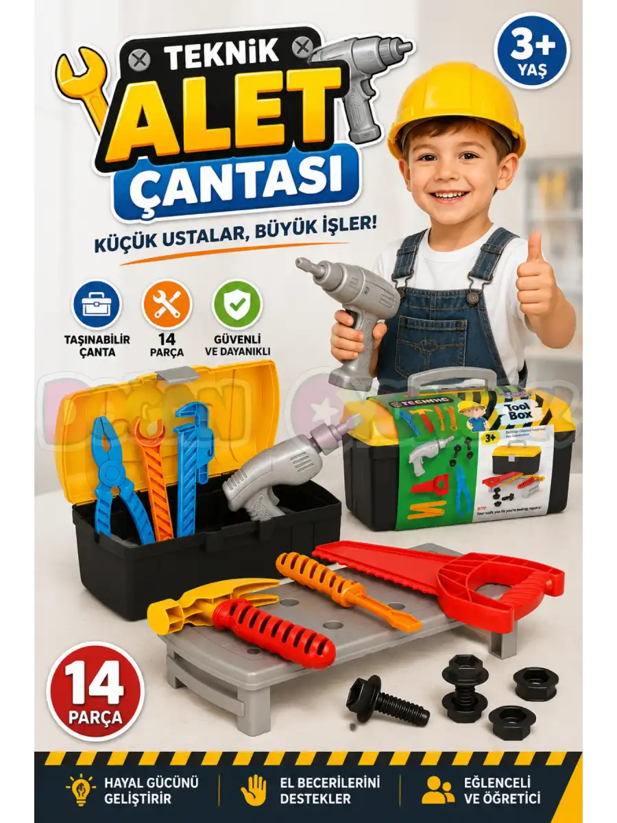 Teknik Alet Çantası - Oyuncak Tamir Setleri - Tamir Aletleri - Alet Seti - Vidalama Seti