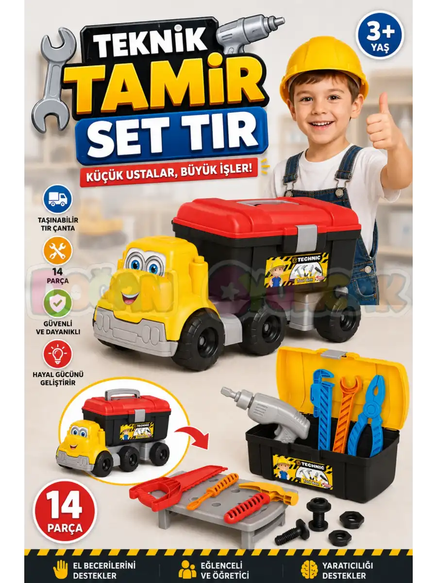 Teknik Tamir Set Tır - Oyuncak Tamir Setleri - Tamir Aletleri - Alet Seti - Vidalama Seti