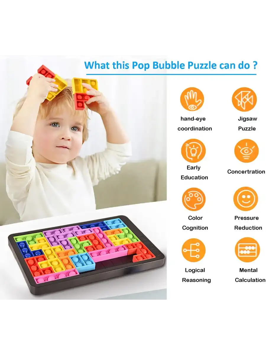 Tetris Popit - Puzzle Popit - Slicon Puzzle Building BlocksPopit - Popit Oyuncak - Stres Oyuncak - Slikon Tetris Popit Oyuncak