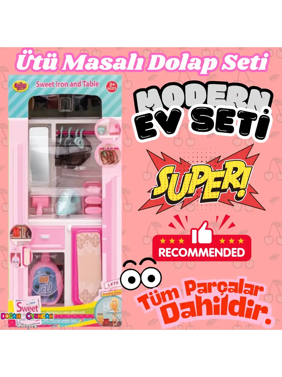 Ütü Masalı Banyo Seti - Modern Banyo Seti - Minyatür Ev Oyuncak Seti - Banyo Oyuncak Seti - Ütü Masası Oyuncak