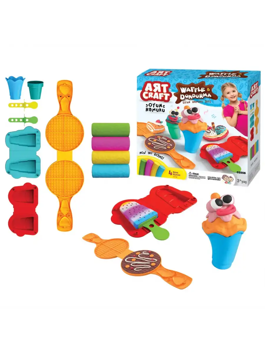 Waffle & Dondurma Oyun Hamur Seti 200 Gr. - Oyun Hamuru Seti - Hamur Setleri - Hamur Kalıpları