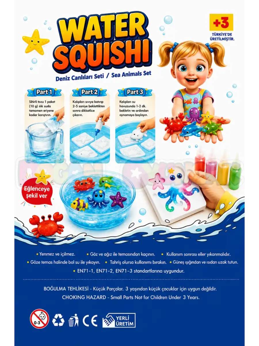 Water Squishi Deniz Canlıları Sukuşi Ve Slime Yapım Seti