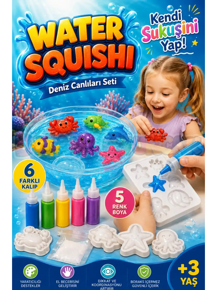 Water Squishi Deniz Canlıları Sukuşi Ve Slime Yapım Seti