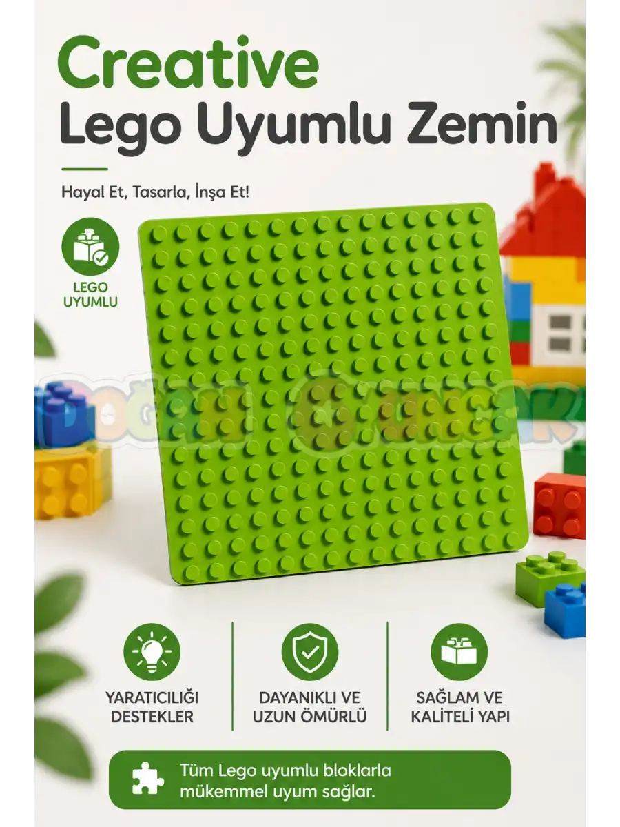 Yeşil Creative Blok Zemin - Zemin Parça - Yer Puzzle Lego - Lego Zemin - Yeşil Yaratıcı Zemin - Creative Lego