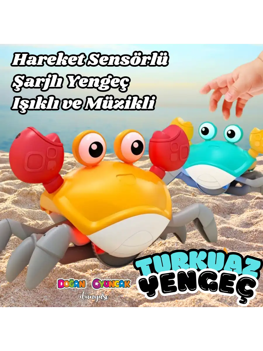 Turkuaz Sensörlü Hareket Eden Yengeç - Şarjlı Yengeç Oyuncak - Yana Giden Yengeç Oyuncak Pilli Yengeç - Yengeç Oyuncak
