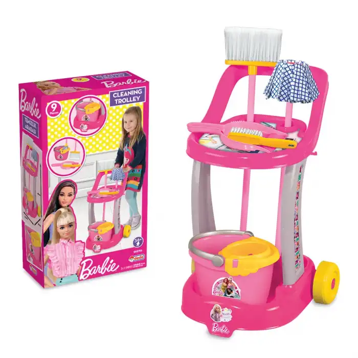 Barbie Temizlik Arabası - Ev Eşyaları Seti - Ev Oyuncakları Seti - Vileda Seti