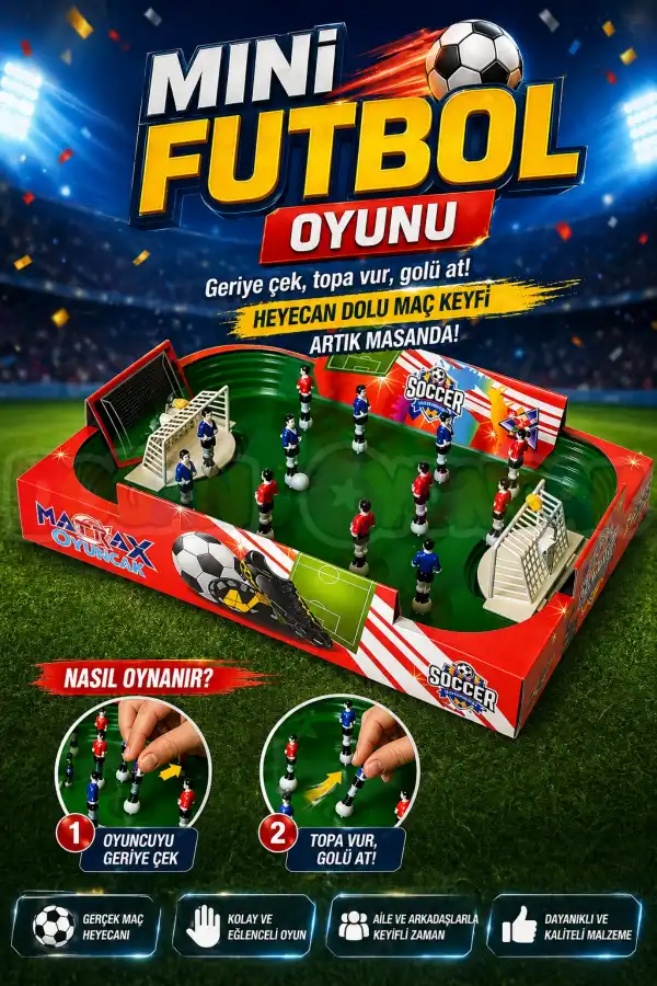 Mini Futbol Oyunu - Futbol Maçı Oyuncak - Futbol Oyuncakları - Top Oyuncak Langırt Setleri - Langırt Oyuncakları - Masa Oyunu