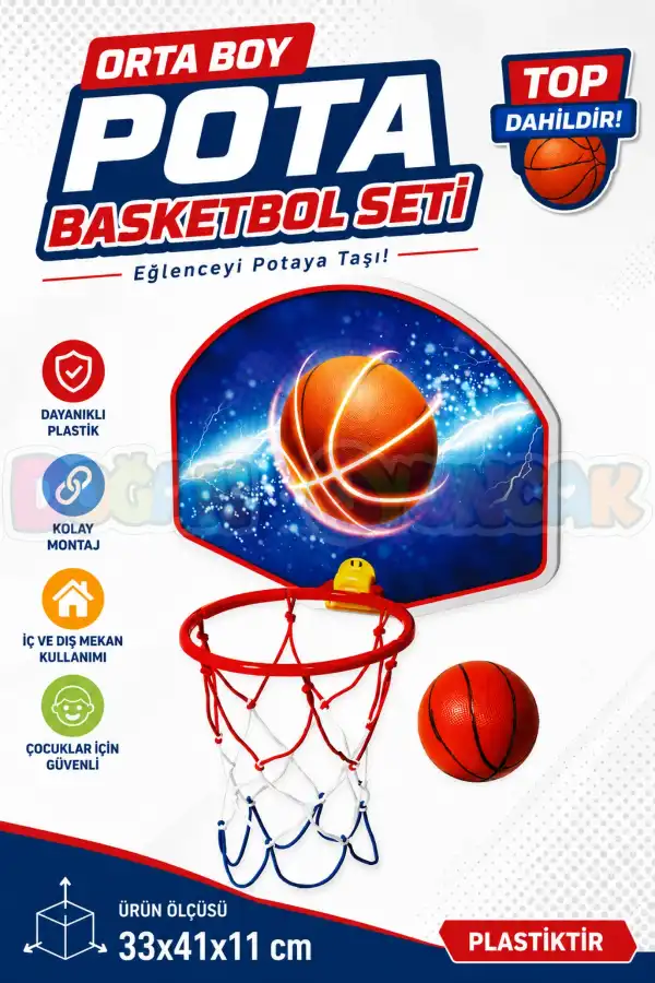 Orta Boy Pota Basketbol Seti - Spor Oyuncakları - Basketbol Oyuncakları - Basket Seti