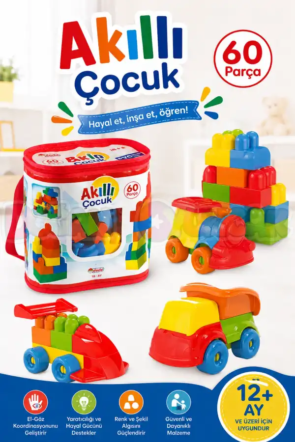 Akıllı Çocuk (60 Parça) - Büyük Parça Lego - Lego Setleri - Bloklar - Bebek Lego