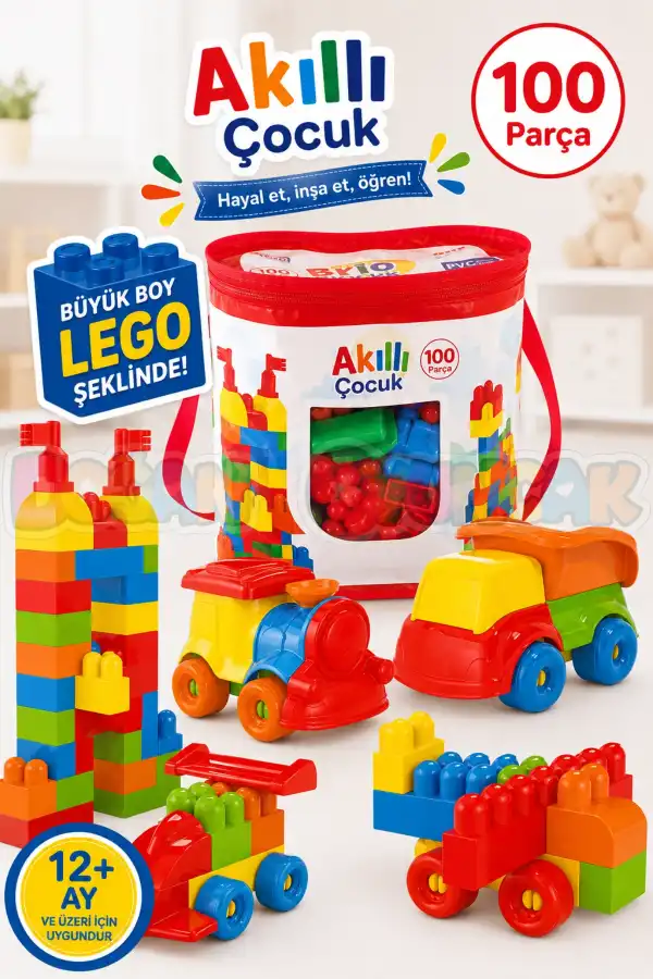 Akıllı Çocuk (100 Parça) - Büyük Parça Lego - Lego Setleri - Bloklar - Bebek Lego