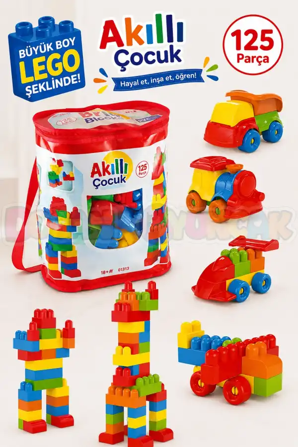 Akıllı Çocuk (125 Parça) - Büyük Parça Lego - Lego Setleri - Bloklar - Bebek Lego