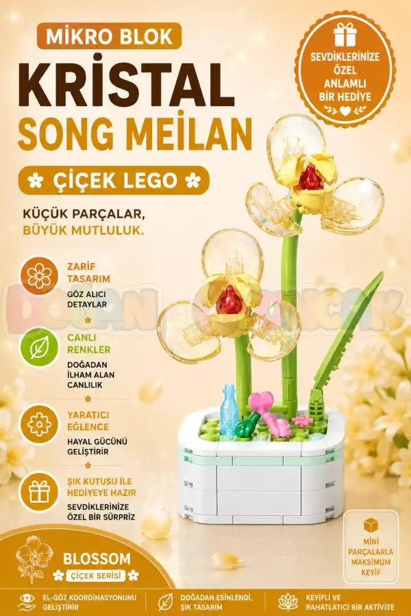 Mikro Blok Kristal Song Meilan Çiçek Lego - Lego Setleri Mini Lego - Çiçek Lego - Blossom Çiçek Lego