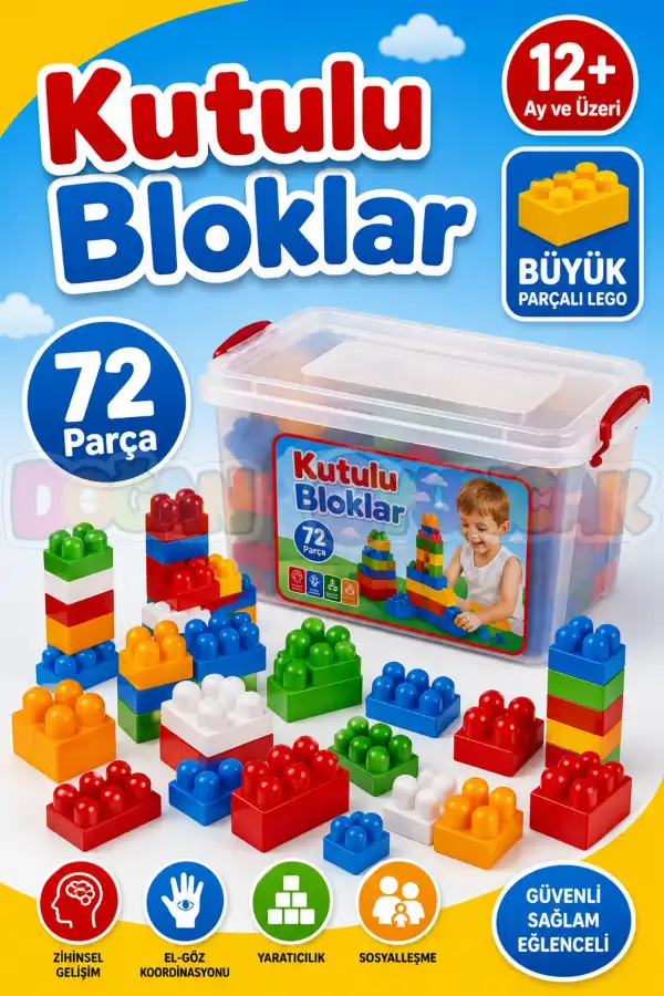 Kutulu Bloklar (72 Parça) - Büyük Parça Lego - Lego Setleri - Bloklar - Bebek Lego