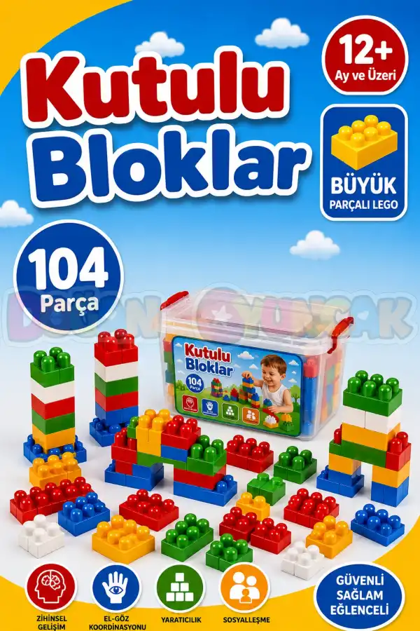 Kutulu Bloklar (104 Parça) - Büyük Parça Lego - Lego Setleri - Bloklar - Bebek Lego