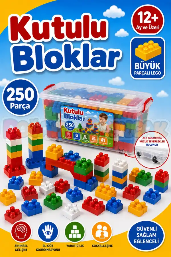 Kutulu Bloklar (250 Parça) - Büyük Parça Lego - Lego Setleri - Bloklar - Bebek Lego