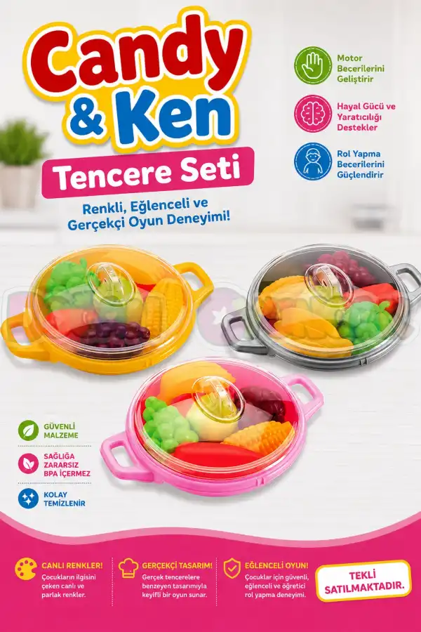 Candy & Ken Tencere Seti - Mutfak Setleri - Ev Oyuncak Setleri - Mutfak Gereçleri