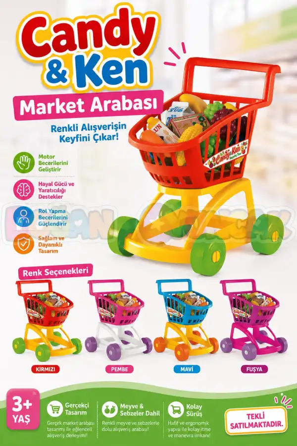 Candy & Ken Market Arabası Dolu - Mutfak Setleri - Ev Oyuncak Setleri