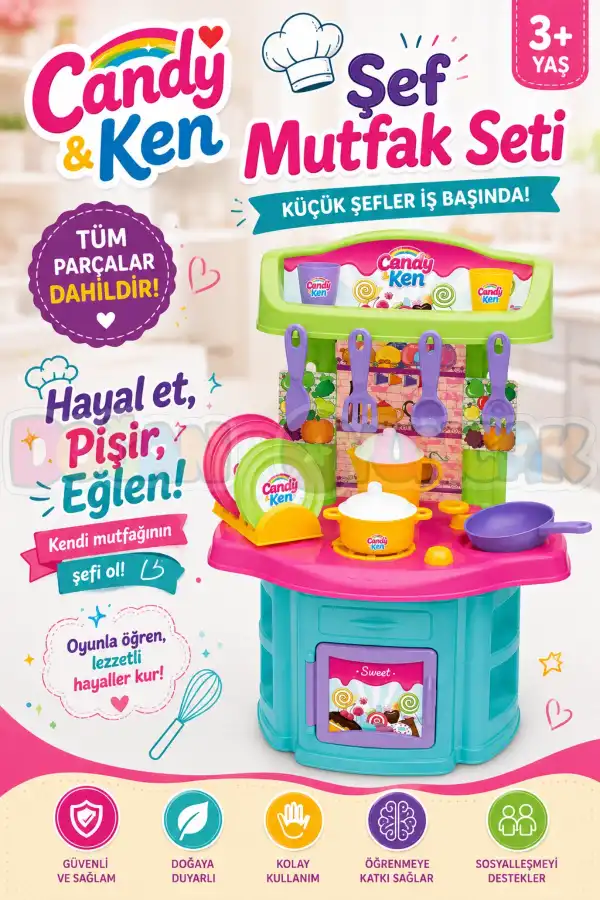 Candy & Ken Şef Mutfak Set - Mutfak Setleri - Ev Oyuncak Setleri